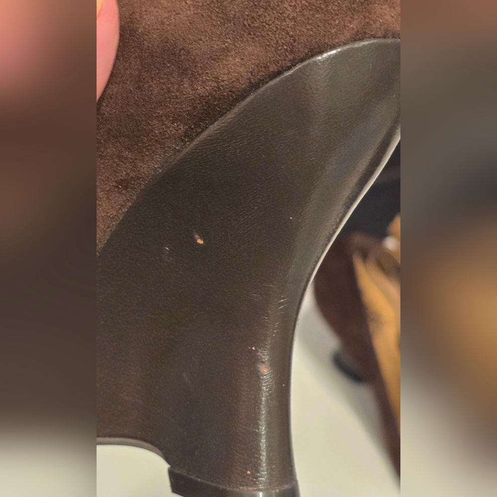 Brown Suede And Leather Ankle-Strap Wedges - size 7.5 - Picture 11 of 14